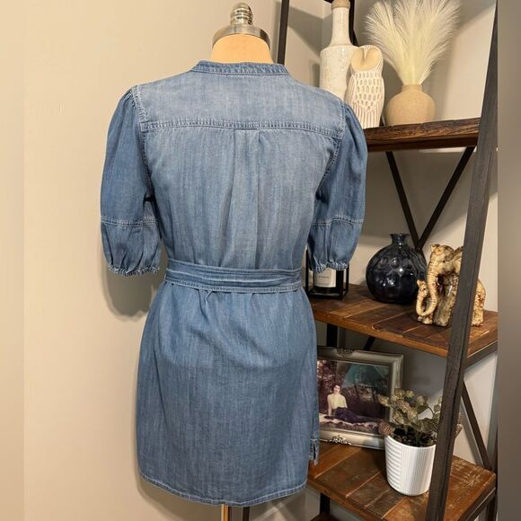 Sanctuary Denim Short Sleeve Sash Belt Blue Jean Mini Dress Women’s SMALL - Picture 2 of 9